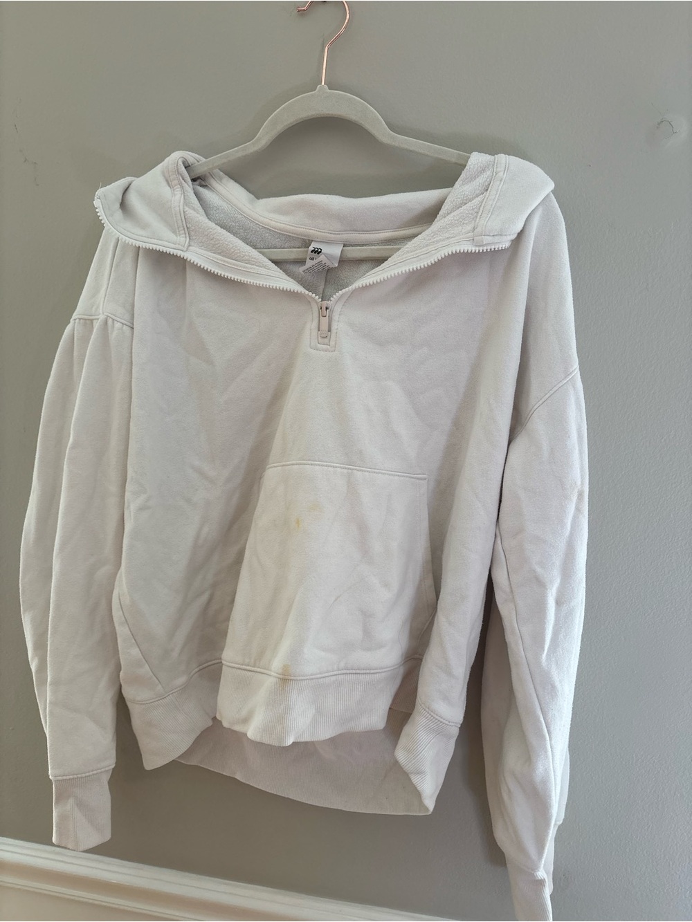 all in motion Cream Half-Zip Hooded V-Neck Pullover